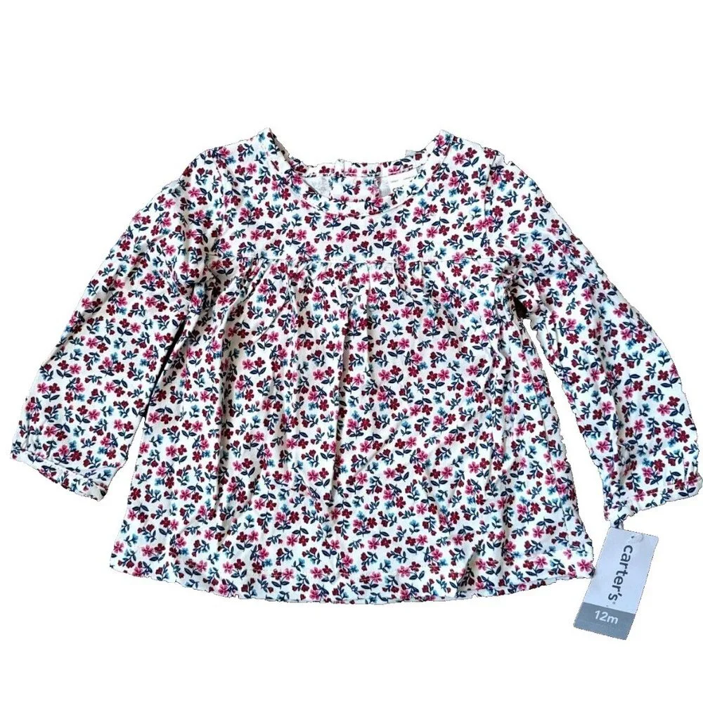 NWT Carter's Baby Girls 3-PC Sherpa Vest Set Floral L/S Dress Pant Outfi… - Picture 3 of 6